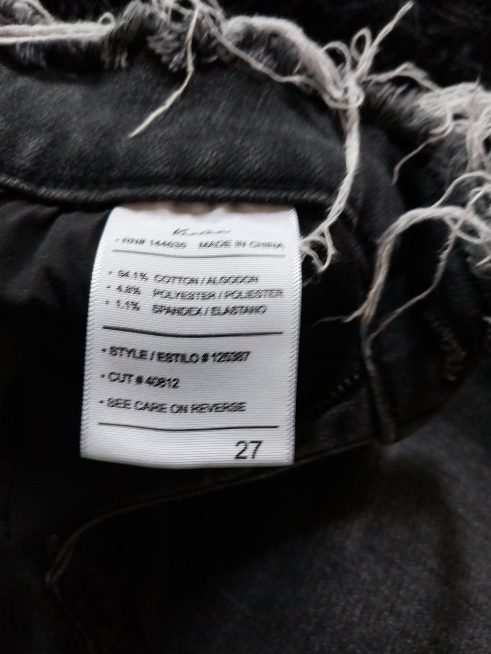 KanCan Women's Distressed Frayed Waist Skinny Jeans in Black Wash - Picture 3 of 5